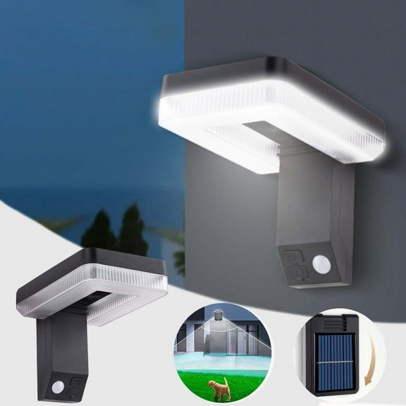 Qocolhg Solar Motion Sensor Outdoor Sconce Lights, LED Waterproof Dusk to Dawn Solar Patio Light, Wireless Modern Wall Mount Lamp Black for Porch Patio Garage House, Clearance