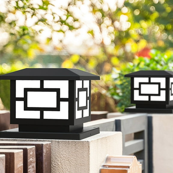 Qocolhg Solar Post Light, Outdoor Column Pillar Lamp IP54 Waterproof Modern LED Lantern Large Landscape Lighting Fixture for Patio Yard Garden Pathway Backyard Outside Entrance