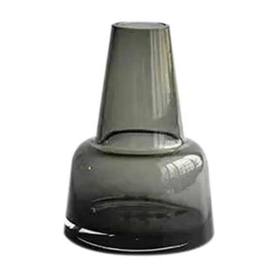 Qocolhg Solid Color Round Art Glass Vase for Flowers - Unique Flower Vase, Clear Handmade Bottle Vase for Home Decor, Bud Vase as Decorative Shelf Decor or Wedding Gift, Clearance, Smoked Gray