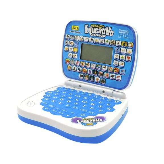 Qocolhg Spanish & English Small Talking Laptop Toys for Ages 2-4 Years Old, Learn Spanish Alphabet Numbers Words Spelling Math, Interactive Bilingual Learning Laptop Toys for Toddlers