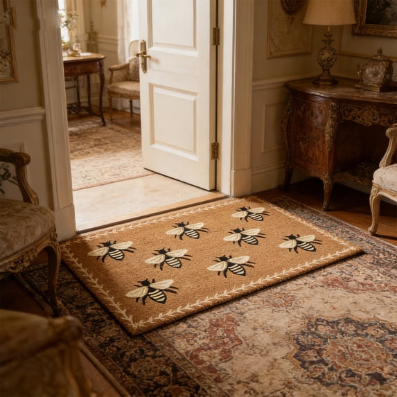 Qocolhg Spring Summer Bee Pattern Front Door Mat, Welcome Doormat for Indoor and Outdoor, 16x31.5 inch Front Door Welcome Mat Funny Doormat for Home Entrance, Floor Home Decorations