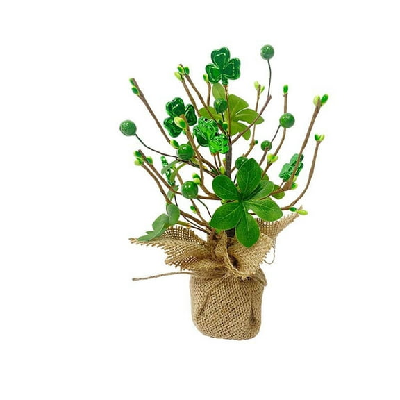 Qocolhg St Patricks Day Decorations Indoor Outdoor, Irish Festival Green Berry Festival Decoration Simulated Leaf Grass Stakes, St Patricks Day Accessories, St Patricks Day for Kids