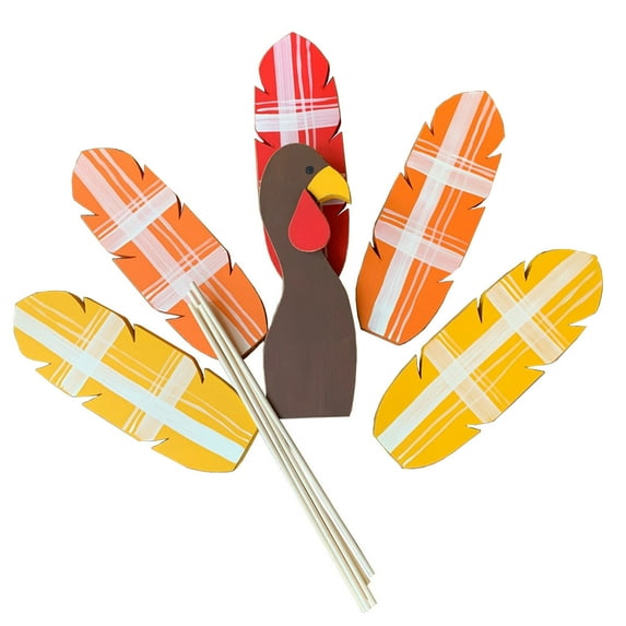 Qocolhg Thanksgiving Decorations Turkey, Fall Decor for Outdoor, Thanksgiving Turkey Planter Decor, Thanksgiving Turkey Yard Signs for Outdoor Garden Farm Yard, Turkey Planter Wooden Sticks