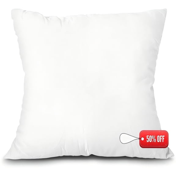 Qocolhg Throw Pillows Inserts, 100% Virgin Fiber Filling, Lightweight Down Alternative Polyester Pillow, Bed Couch Pillows, White 18x18 Inch