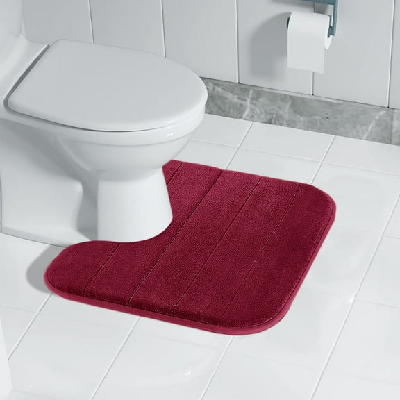 Qocolhg Toilet Rugs U-Shaped 19.7 In, Extra Soft Absorbent Chenille Contour Bathroom Rugs for Toilet, Dry Quickly, Machine Washable, Non-Slip Toilet Bath Mat, Christmas Clearance (Red)