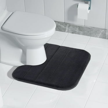 Qocolhg Toilet Rugs U-Shaped 19.7 In, Extra Soft Absorbent Chenille Contour Bathroom Rugs for Toilet, Dry Quickly, Machine Washable, Non-Slip Toilet Bath Mat, Christmas Clearance (Black)
