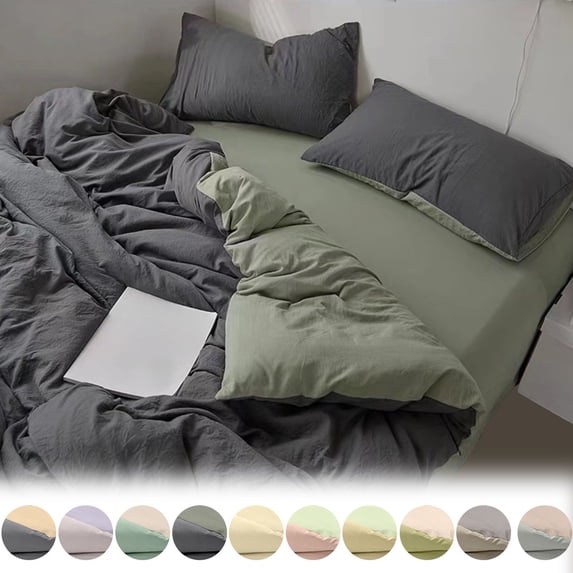 Qocolhg Twin/Full/Queen Comforter Set, 4 Pieces Bed Set, Bedding Sets for All Season, Portable Double Bedding Quilt Sheet, Including 1 Comforter Cover, 2 Pillowcases, 1 Fitted Bed Sheets, B