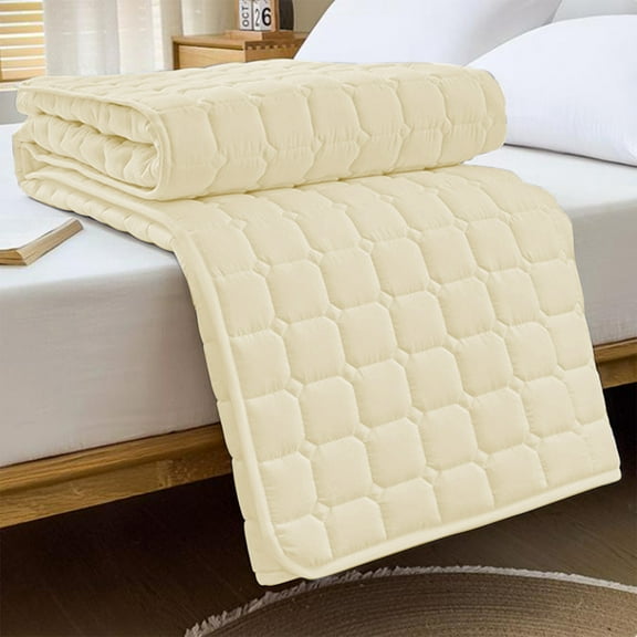 Qocolhg Twin Mattress Protector Waterproof Machine Washable Curved Lattice Mattress Cover Fitted Sheet Style with Deep Pocket Fits Mattresses Up to 12 inch, Non-Pilling Wrinkle, 47.2x78.7 inch Yellow