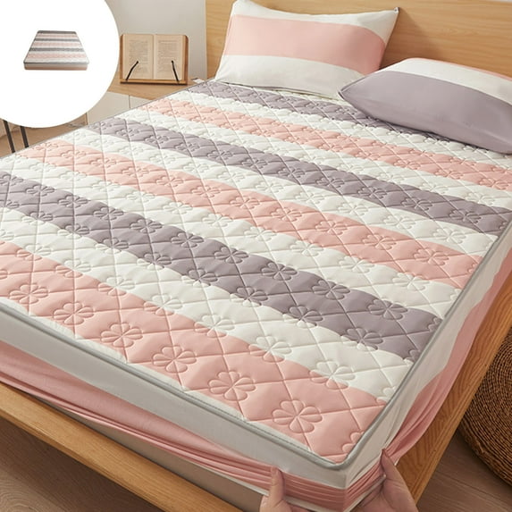 Qocolhg Twin Size Fitted Sheet for Single Bed, Deep Pocket Breathable Quilted Bed Sheet, Non-Slip for Skincare Bed Sheet, Non-Pilling Wrinkle Resistant All-Season Mattress Cover,59x78.7 inch Pink