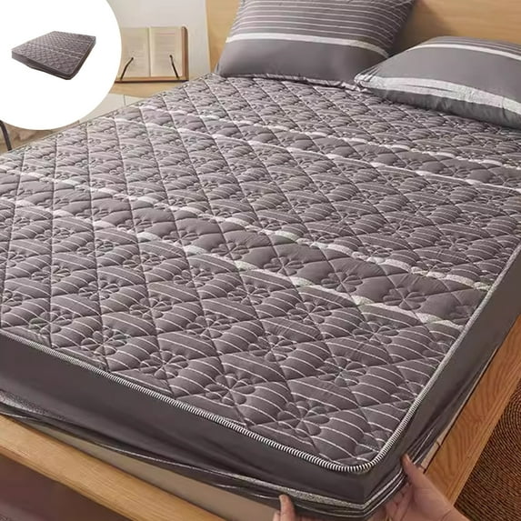 Qocolhg Twin Size Fitted Sheet for Single Bed, Deep Pocket Breathable Quilted Bed Sheet, Non-Slip for Skincare Bed Sheet, Non-Pilling Wrinkle Resistant All-Season Mattress Cover,59x78.7 inch Gray