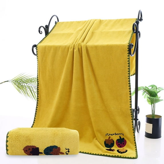 Qocolhg Ultra Soft 2 Pcs Cotton Towel Set, Contains 1 Bath Towels 28x55 inch, 1 Hand Towels 14x30 inch, 100% Cotton, Lighter Weight, Quicker to Dry, Super Absorbent, Clearance,Yellow(only Bath Towel)