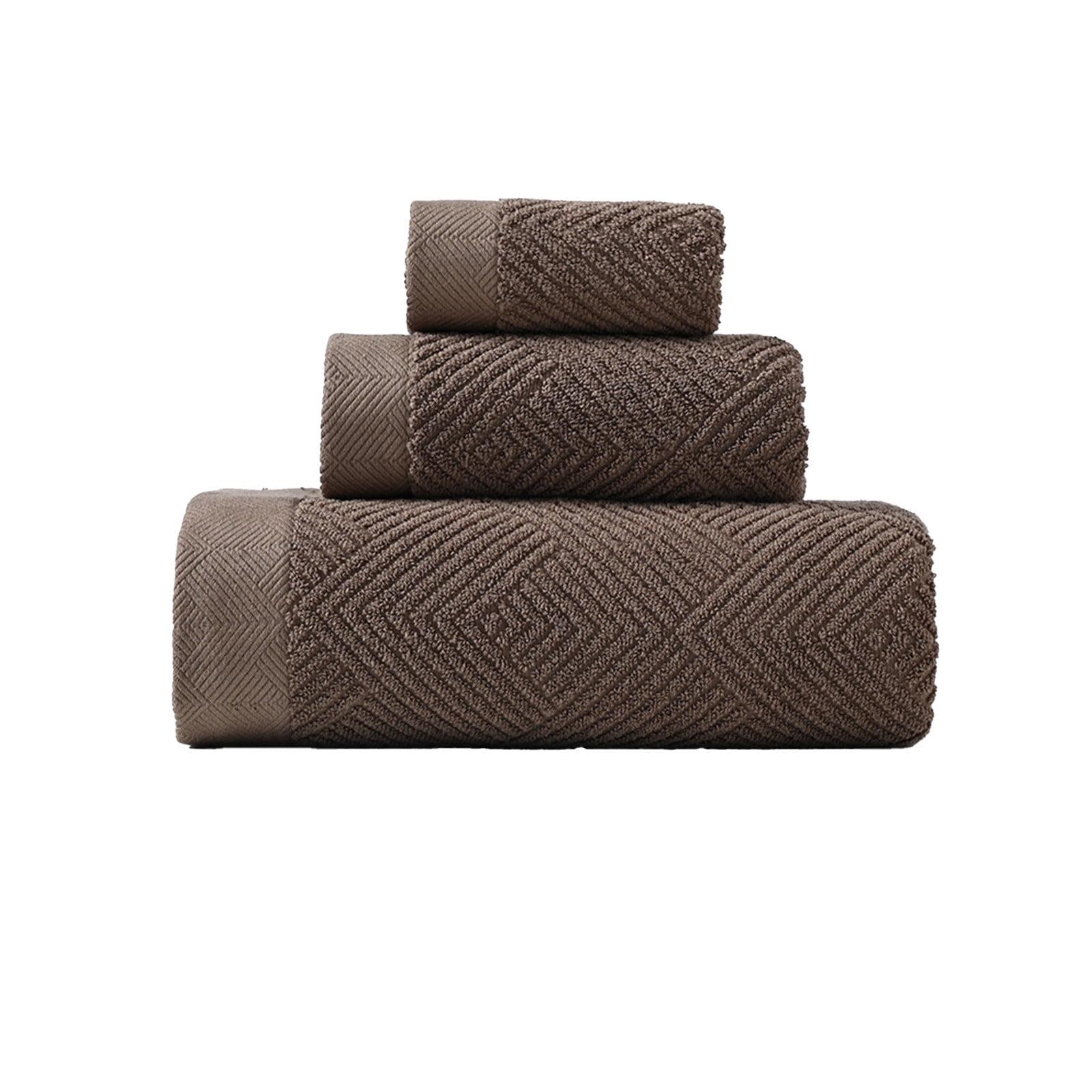 Qocolhg Ultra Soft 3 Pcs Cotton Bath Towel Sets on Clearance, Contains 1 Bath Towels 28x55 inch, 1 Hand Towels 13x27 inch & 1 Wash Coths 13x13 inch, Compact & Lightweight for Bathroom, Coffee