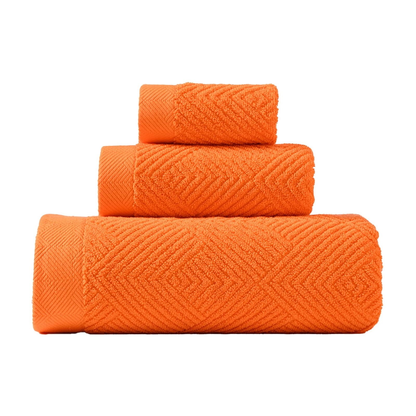 Qocolhg Ultra Soft 3 Pcs Cotton Bath Towel Sets on Clearance, Contains 1 Bath Towels 28x55 inch, 1 Hand Towels 13x27 inch & 1 Wash Coths 13x13 inch, Compact & Lightweight for Bathroom, Orange