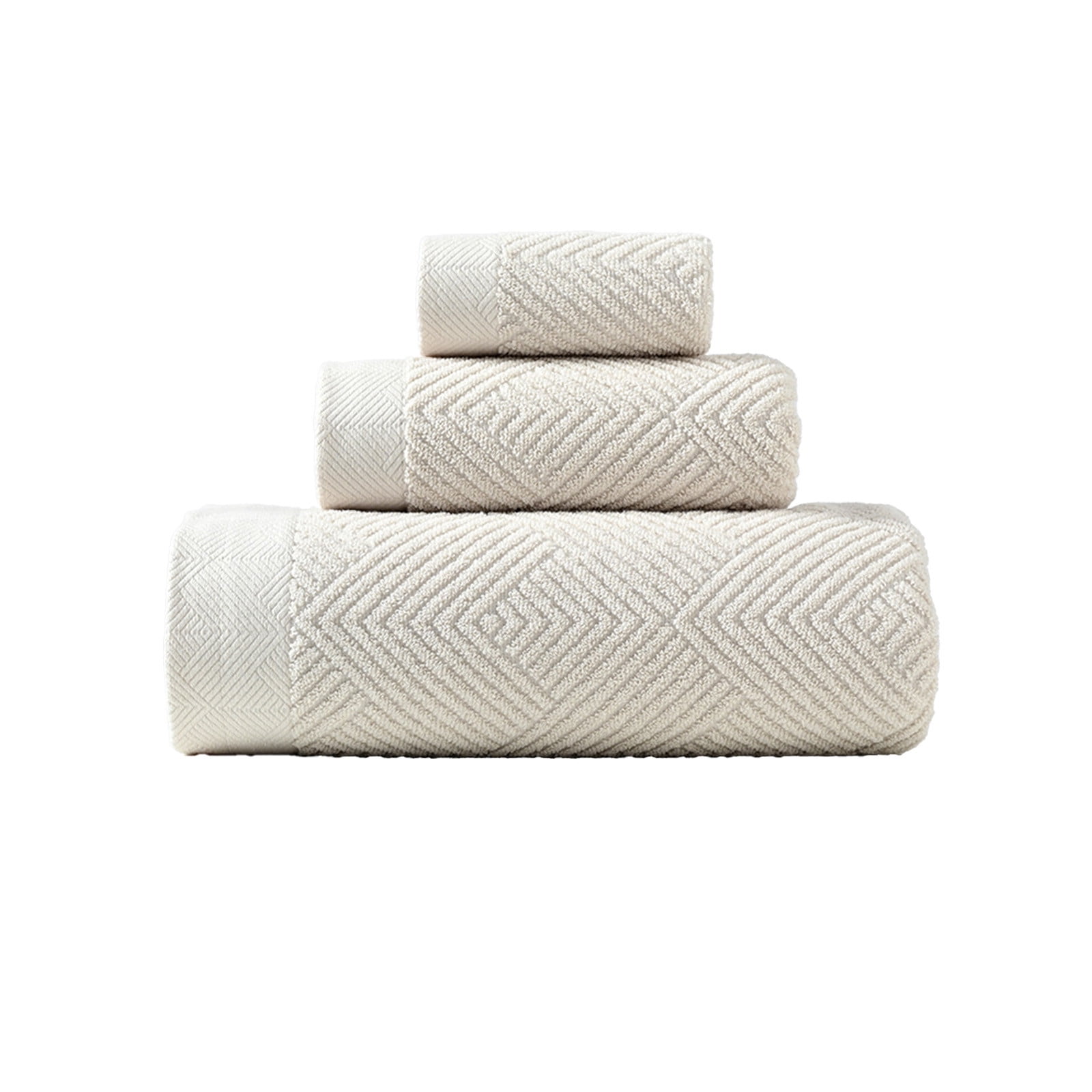 Qocolhg Ultra Soft 3 Pcs Cotton Bath Towel Sets on Clearance, Contains 1 Bath Towels 28x55 inch, 1 Hand Towels 13x27 inch & 1 Wash Coths 13x13 inch, Compact & Lightweight for Bathroom, White