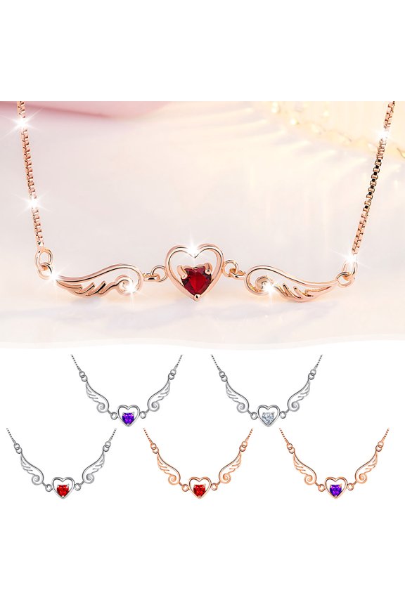 Valentine's Day Gift for Girlfriend Wife, Angel Wing Zircon Necklace Fashionable And Women's Pendant Angel Wing Chain, Mother's Day Gift for Mother, Birthday Present for Daughter