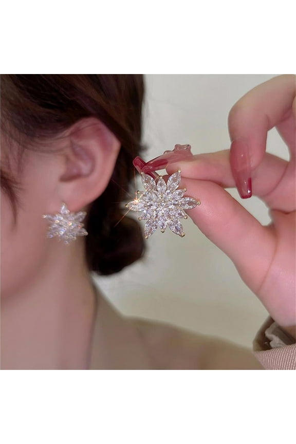 Valentine's Day Gift for Girlfriend Wife, Sense Of Temperament Elegant Crystal Flowers Personalised French Earrings Earrings, Mother's Day Gift for Mother, Birthday Present for Daughter