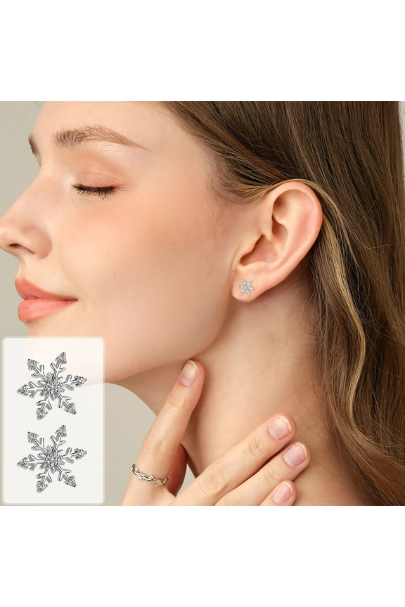Valentine's Day Gift for Girlfriend Wife, Silvery Snowflake Earrings For Women Simples Ear Accessories, Mother's Day Gift for Mother, Birthday Present for Daughter