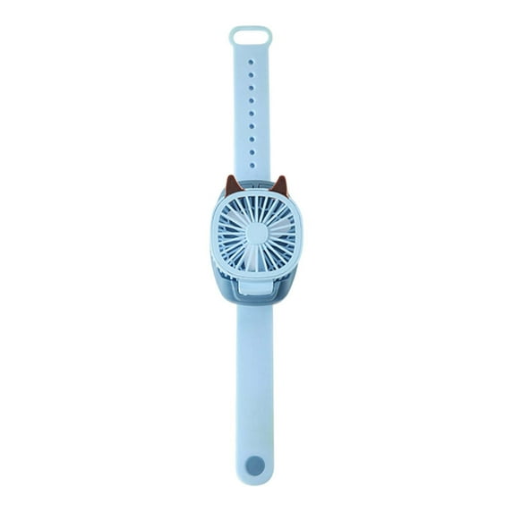 Qocolhg Watch Fan USB Rechargeable Fan with Comfortable Wrist Strap Portable Mini Fan Watch Built in Colorful LED Change Light, Outdoor Handheld Small Fan Gift for Kids, Blue, Summer Clearance
