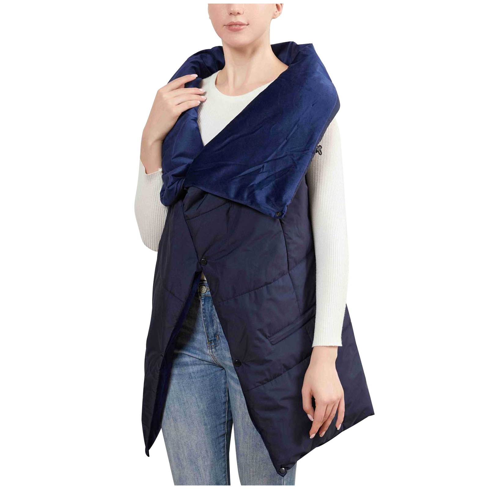 Qocolhg Wearable Heated Blanket Cordless USB Rechargeable Heated Shawl Blanket with 3 Heating Settings, Electric Heating Throw Flannel Warm Cape Washable for Car Office Home, 38.6x47 Inch