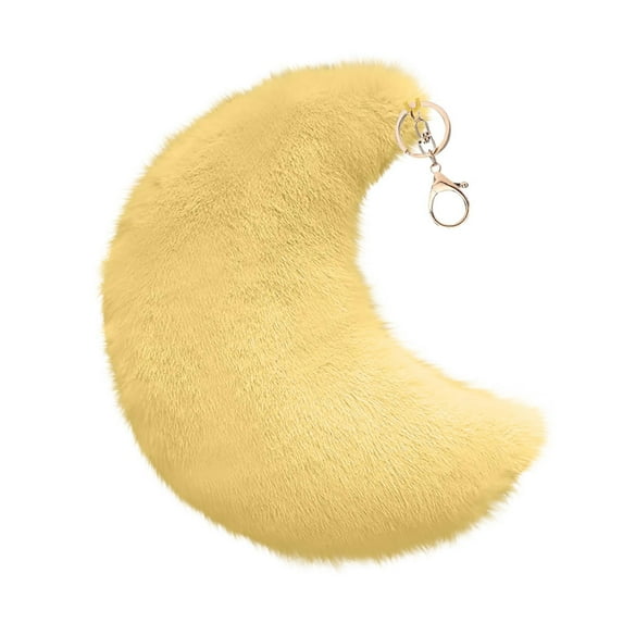 Qocolhg Yellow Moon Pillow, Soft Moon Throw Pillow Plush Moon Shaped Decorative Pillow Faux Rabbit Fluffy Cushion for Girl Fit Living Bed Dining Sofa Car Home Decor Girls Women Valentine