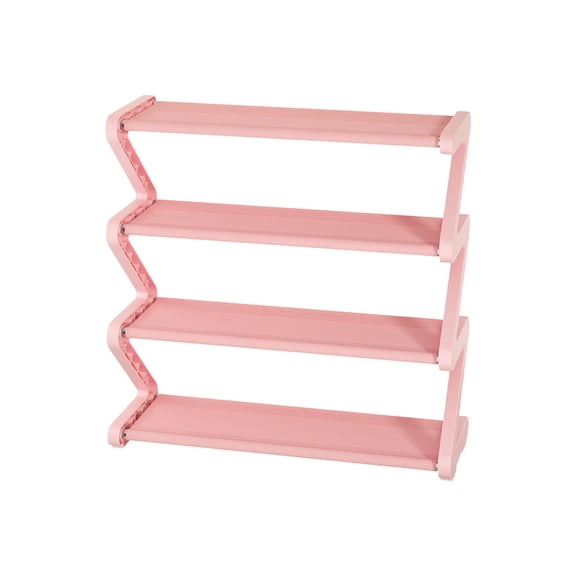 Qocolhg Z-Shaped 4 Tier Free Standing Stainless Steel Shoe Rack for Closet Holds 8 Pairs Shoe Organizer Stackable Shoe Storage Shelf for Entryway, Closet, Garage, Bedroom, Cloakroom, Pink