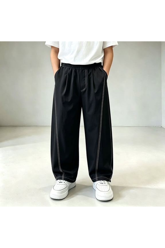 Boy's Baggy Sweatpants Casual Striped Track Pants School Uniform Pant with Pockets for Outdoor Sports 5-15 Years