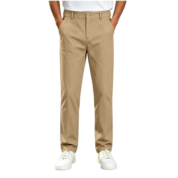 Qodauz Boys Dressy Pants Elastic Waist Slim Fit Slacks Back to School Trousers with Pockets 5-15 Years