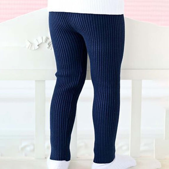 Qodauz Girls Ribbed Knit Leggings Soft Comfy Lightweight Basic Casual Pants 90-130