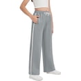 thumbnail image 1 of Qodauz Girls Wide Leg Sweatpants High Waisted Side Stripe Track Pants Baggy School Uniform Pant with Pockets 5-14 Years, 1 of 7