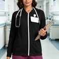 thumbnail image 1 of Qodauz Scrub Sweatshirt Jackets for Women Zipper Bomber Jacket Medical Nurse Coats with Pockets 2XL, 1 of 7