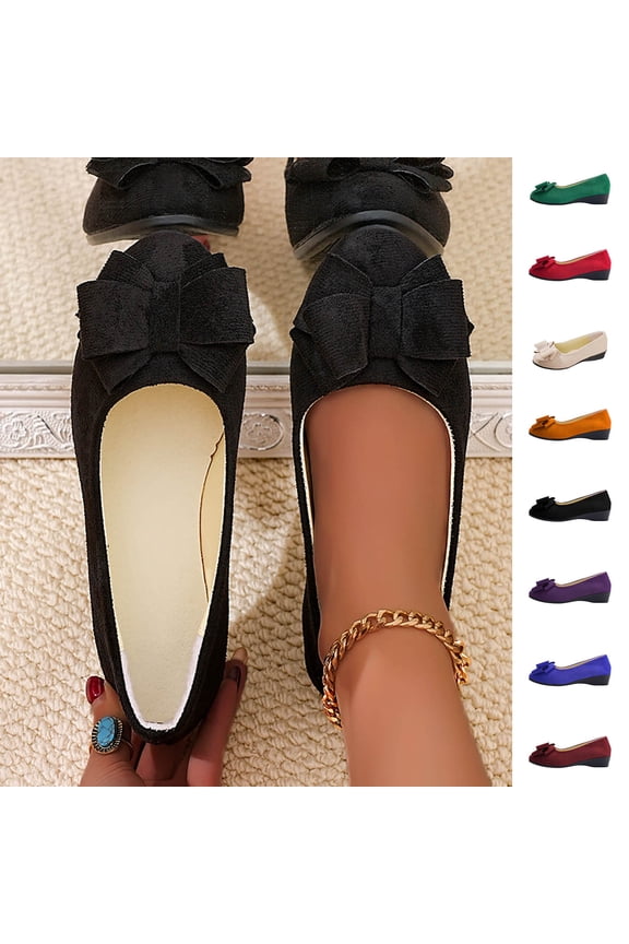 Women's Pointed Toe Flats Bow Retro Soft Fairy Style Slip On Casual Red 40