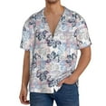 Qokaie Autumn Leaves Print Mens Casual Wrinkle Free Shirts Short Sleeve