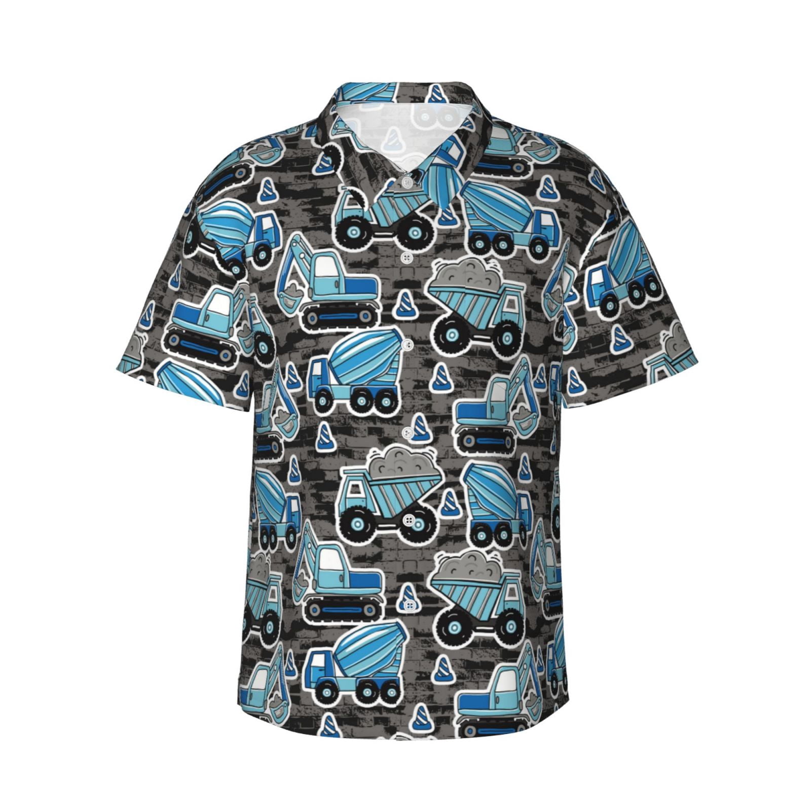 Men's Casual Buffalo Plaid Short Sleeve Shirt – Lightweight Hawaiian Style Button-Up, Blue