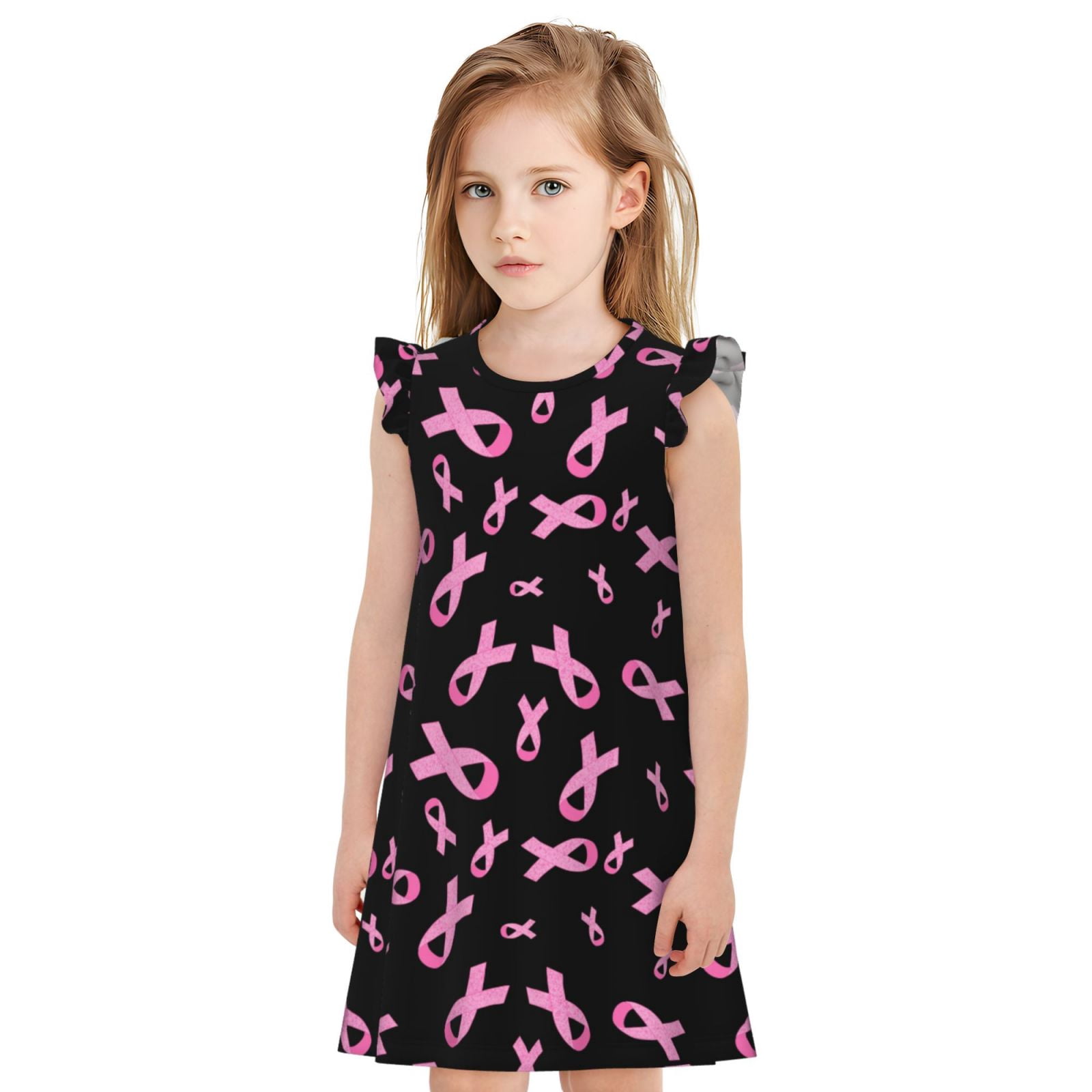 Qokaie Breast Cancer Awareness Print Girls Nightgowns, Nightgown ...