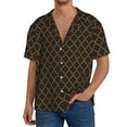 Qokaie Brown Moroccan Trellis Print Mens Casual Wrinkle Free Shirts
