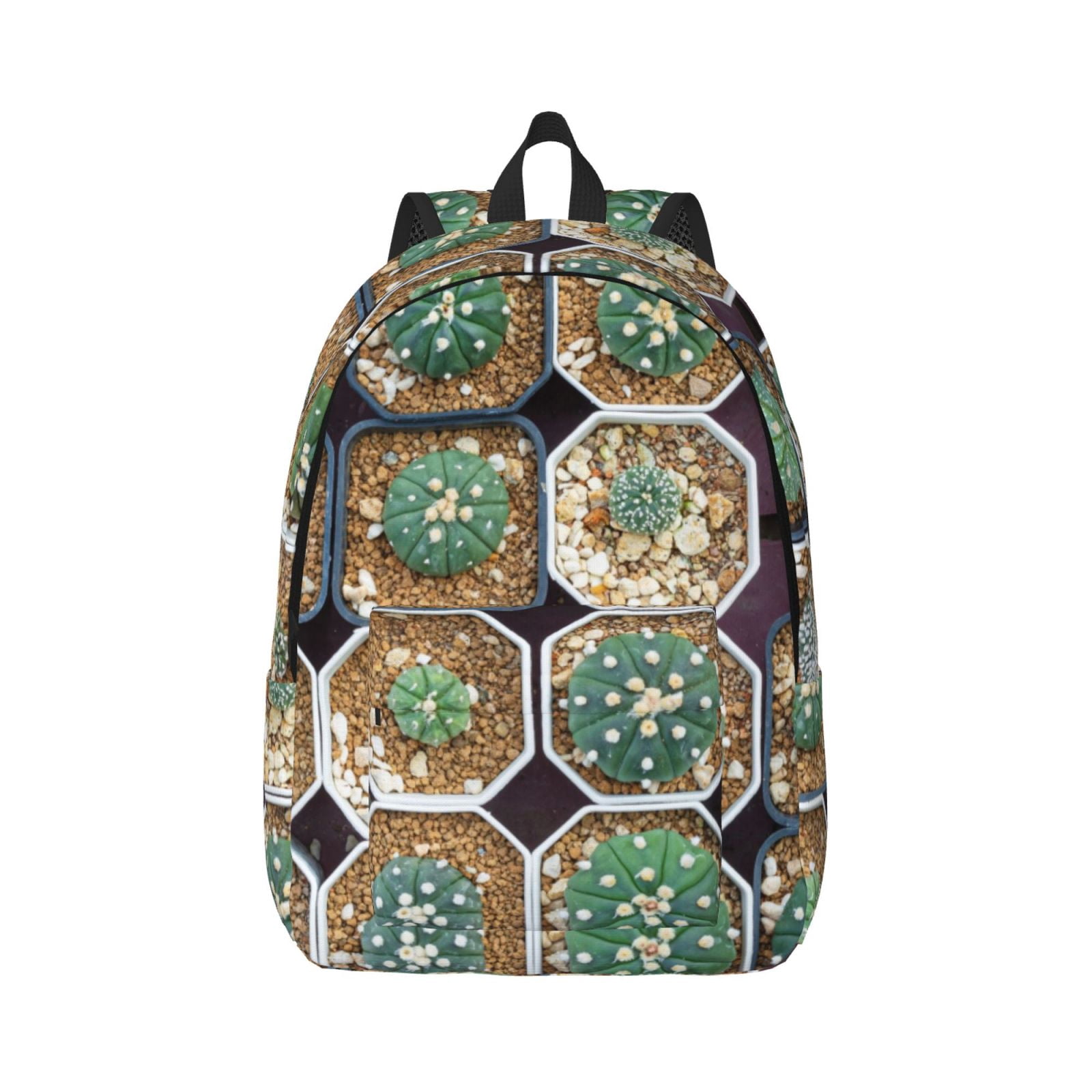 Cactus Rucksack Qokaie Cactus Garden Pattern Canvas Backpack Travel Daypack Student ...