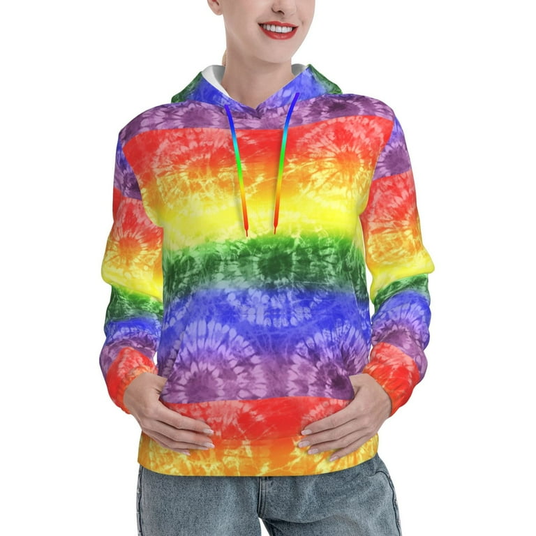 Qokaie Colorful Tie Dye for Men s Fashion Hoodies Sweatshirts with Kangaroo Pocket Hooded Sweatshirt with Eye catching Drawstrings X Large Walmart