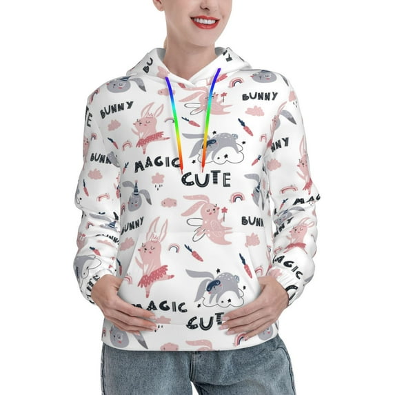 Haiem Cute Magic Bunny for Men's Fashion Hoodies & Sweatshirts with Kangaroo Pocket,Hooded Sweatshirt with Eye-catching Drawstrings-Large