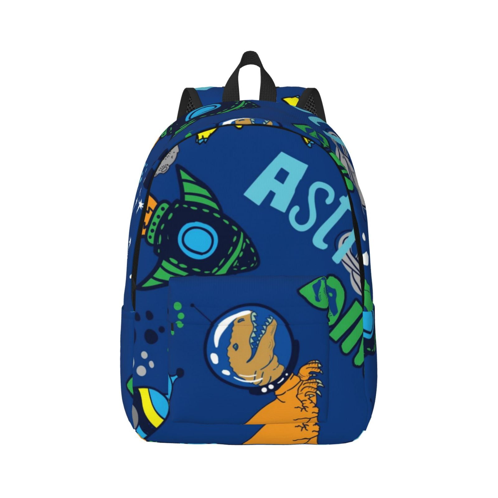 Qokaie Dinosaur In Space Pattern Canvas Backpack Travel Daypack Student ...