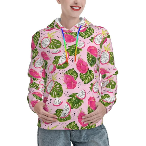 Haiem Dragon Fruits for Women's Fashion Hoodies & Sweatshirts with Kangaroo Pocket,Hooded Sweatshirt with Eye-catching Drawstrings-X-Large