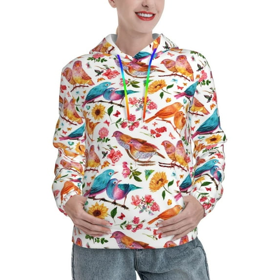 Haiem Flowers Birds And Butterflies for Men's Fashion Hoodies & Sweatshirts with Kangaroo Pocket,Hooded Sweatshirt with Eye-catching Drawstrings-X-Large