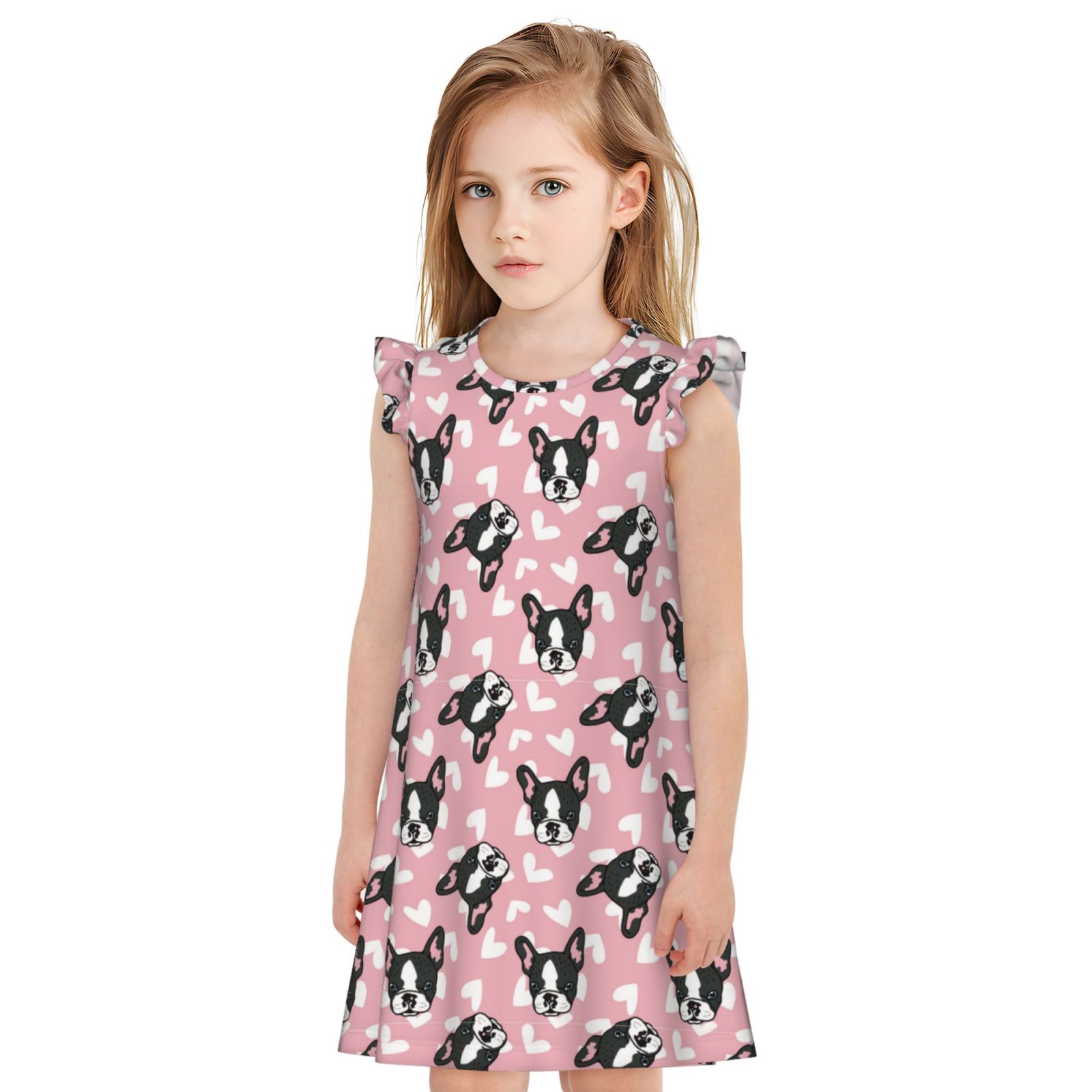 Qokaie French Bulldog Print Girls Nightgowns, Nightgown Princess Pajama ...