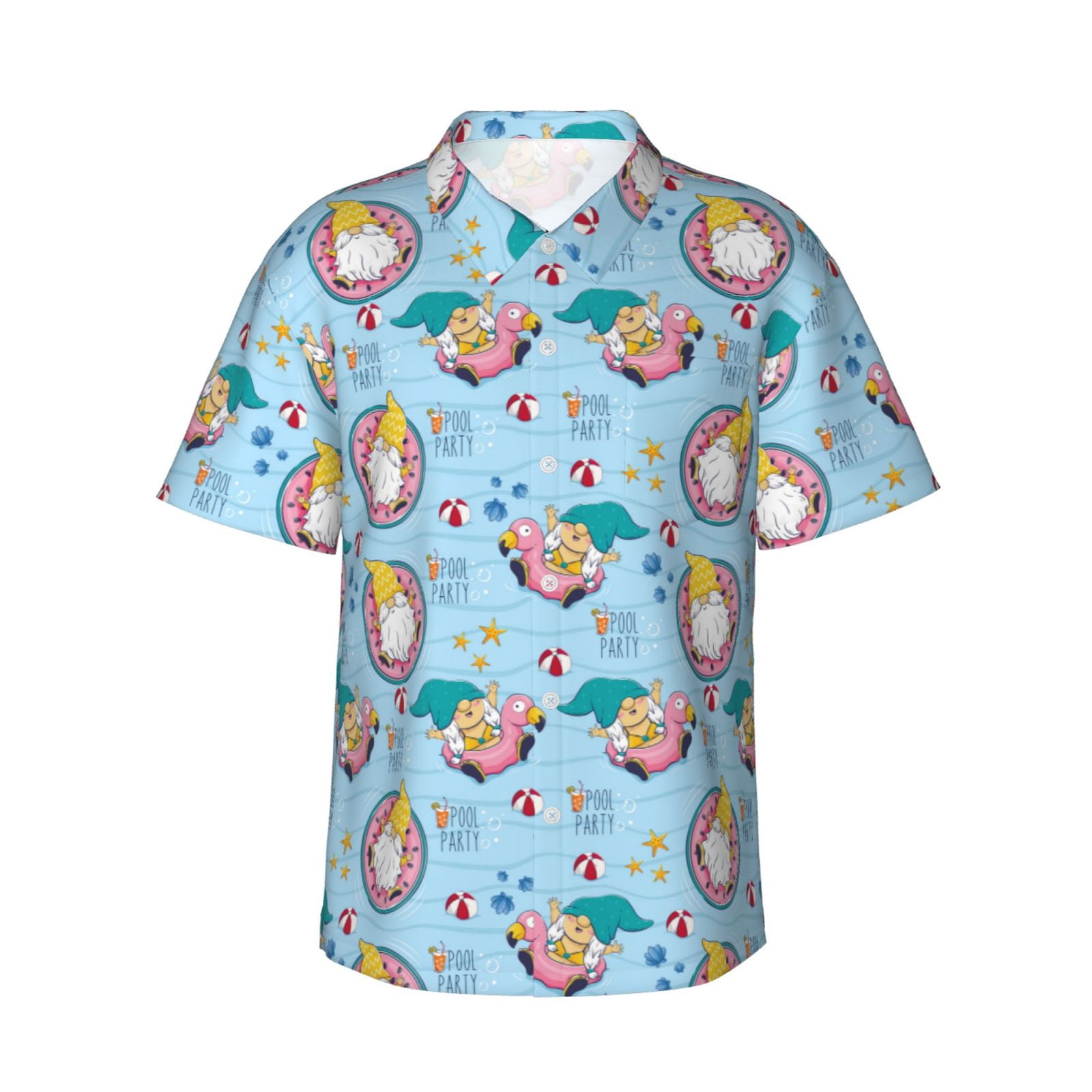 GADZILLE Men's Hawaiian Shirt - Space Dino Print Short Sleeve Aloha Beach Shirt (XX-Large)