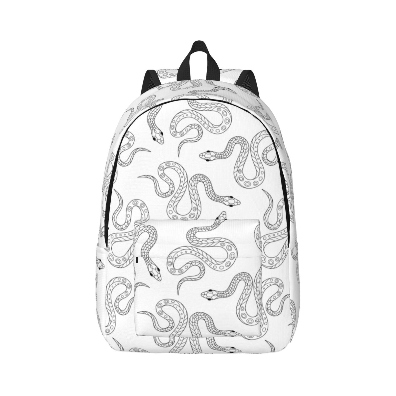 Snake Pattern Backpack Qokaie Hand Drawn Snake Pattern Canvas Backpack Travel Daypack Student ...