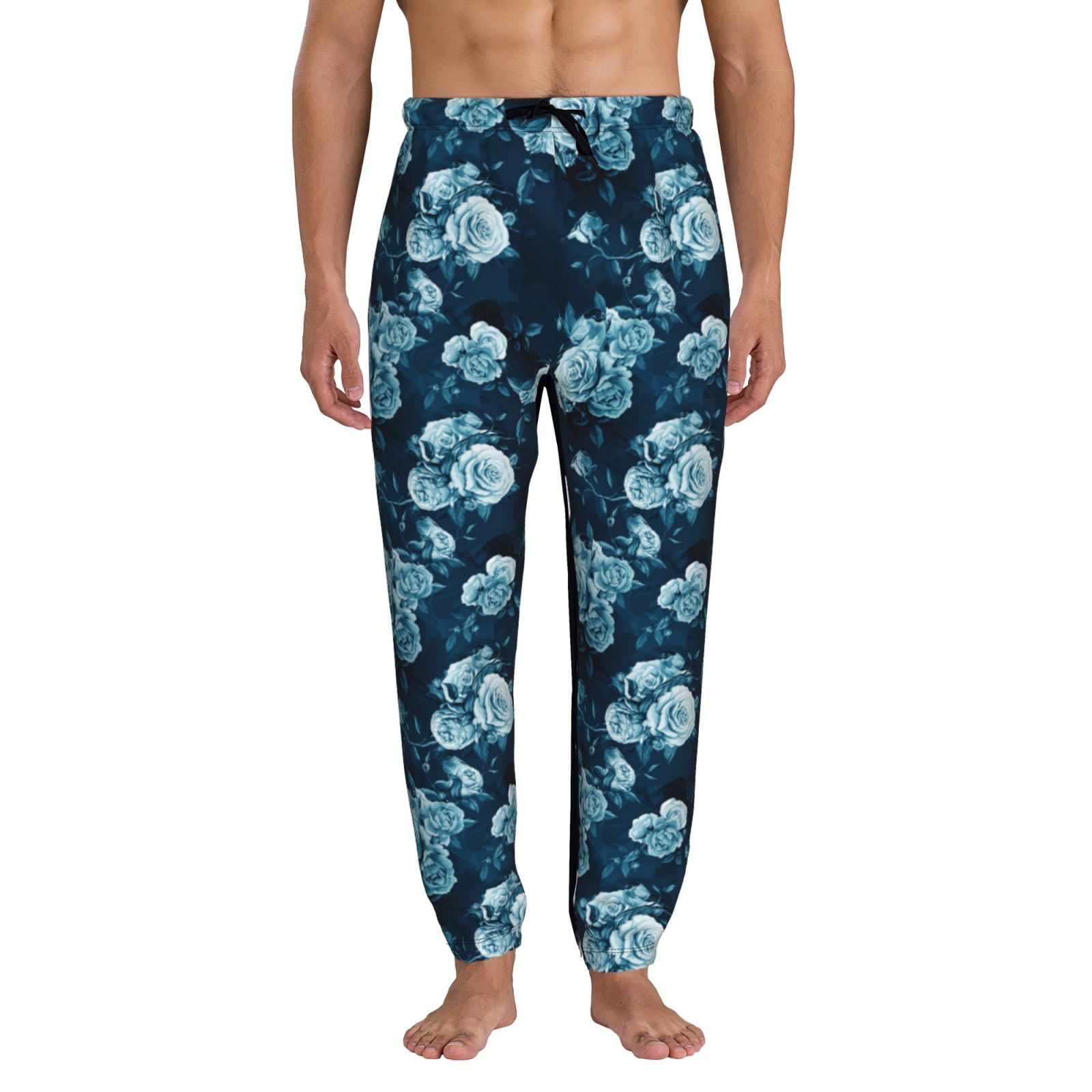 Qokaie Ink Rose Print Sweatpants for Men Elastic Bottom Joggers with Pockets Athletic Pants for Workout Jogging Running Small Walmart