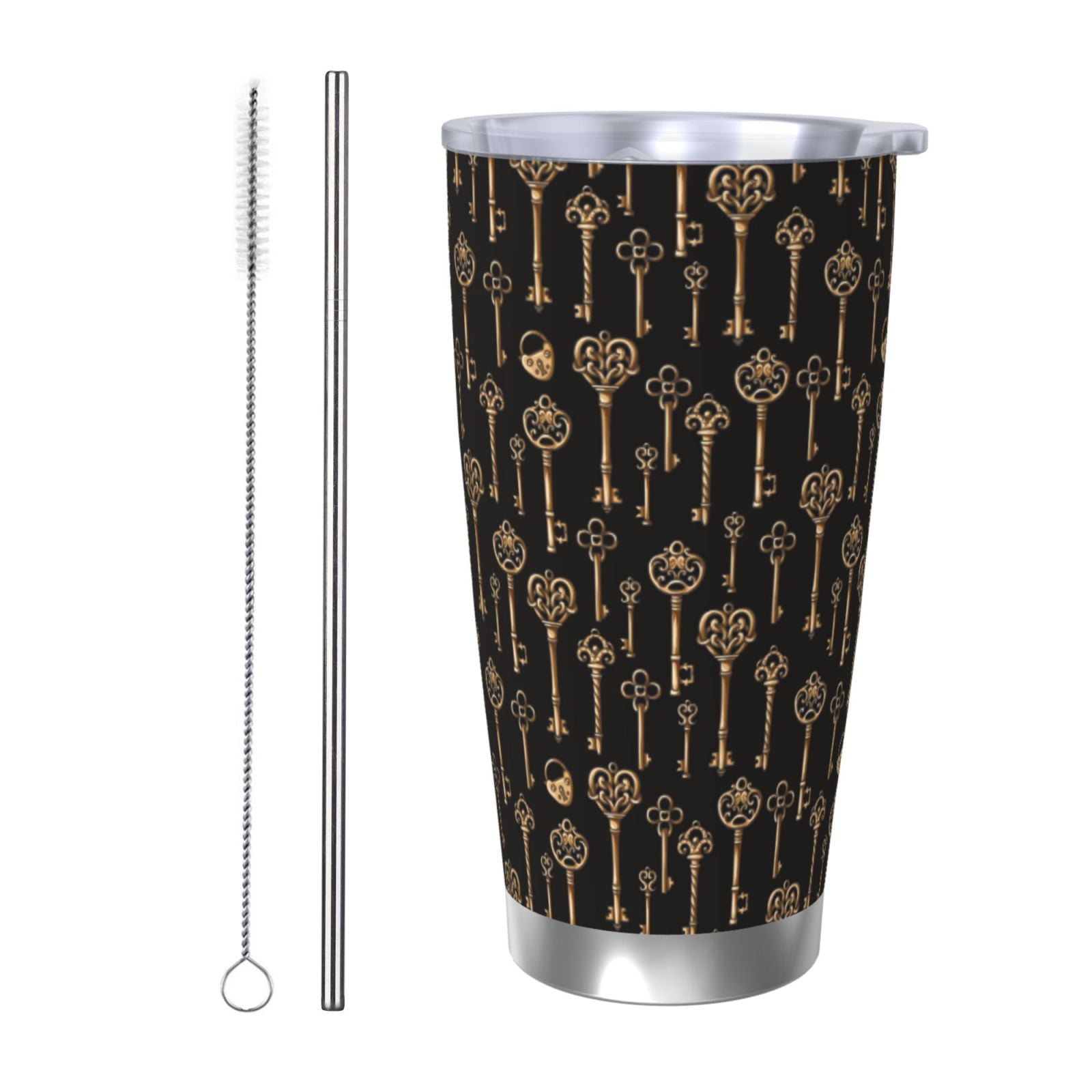 Qokaie Keys Pattern 20 Oz Coffee Car Insulated Coffee Cup With Lid And ...