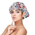 thumbnail image 1 of Qokaie London Symbols1 Printed Silk Satin Bonnet for Sleeping and Hair Protection - Adjustable, Satin Cap,Sleep Cap for Women Curly Natural Hair, 1 of 6