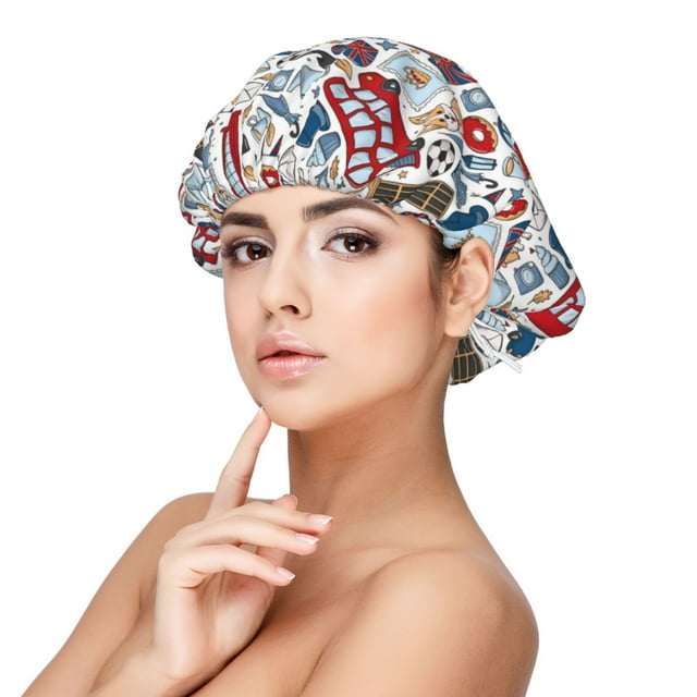 Qokaie London Symbols1 Printed Silk Satin Bonnet for Sleeping and Hair Protection - Adjustable, Satin Cap,Sleep Cap for Women Curly Natural Hair