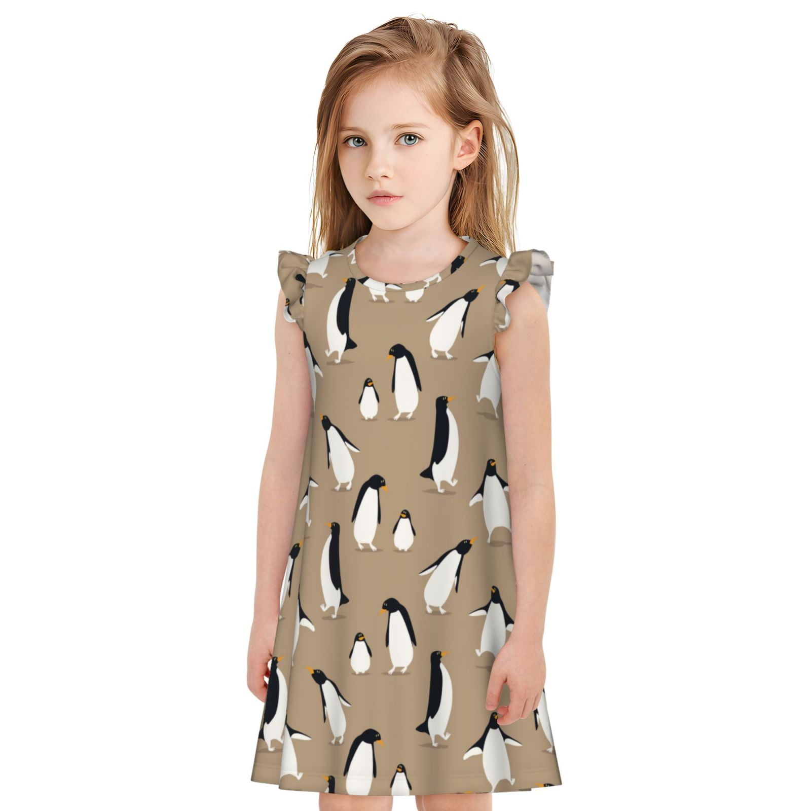 Qokaie Lovely Penguin Print Girls Nightgowns, Nightgown Princess Pajama ...