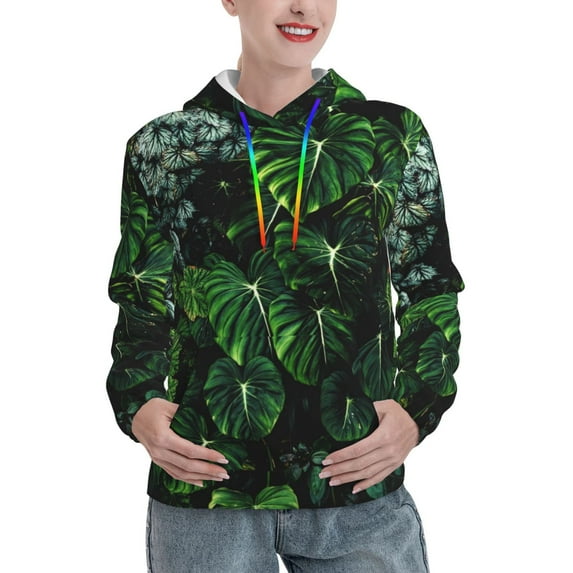 Haiem Lush Foliage Green Plant for Men's Fashion Hoodies & Sweatshirts with Kangaroo Pocket,Hooded Sweatshirt with Eye-catching Drawstrings-Large